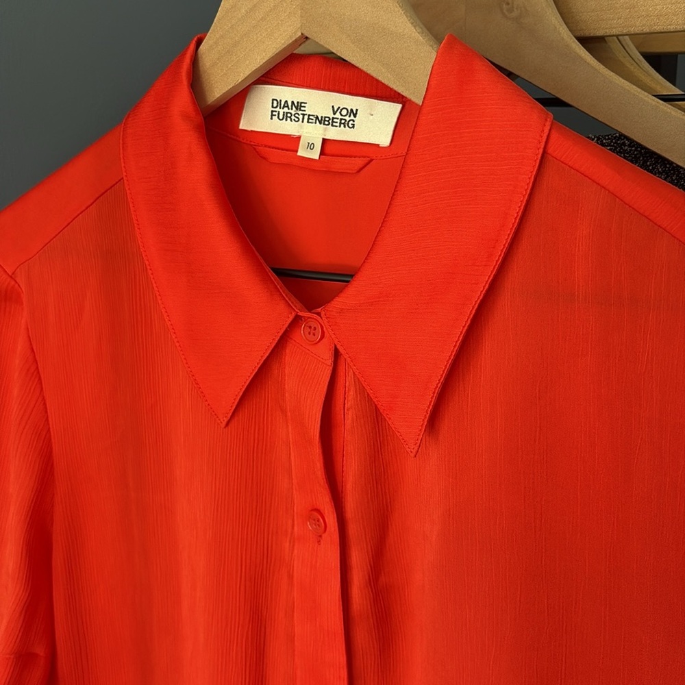 DVF Diane von Furstenberg Kassie Spicy Orange shirtdress dress 10 - Picture 2 of 9